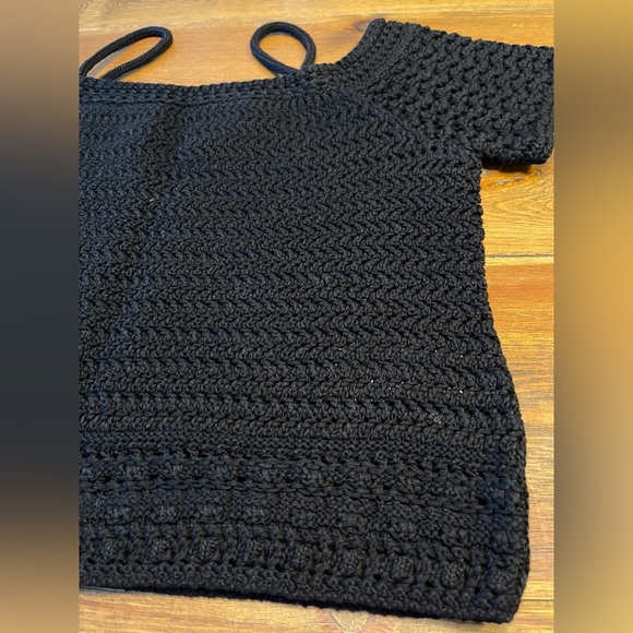 Vince | Open Shoulder Crochet Top | Black | Boho | Women’s S - Picture 3 of 6